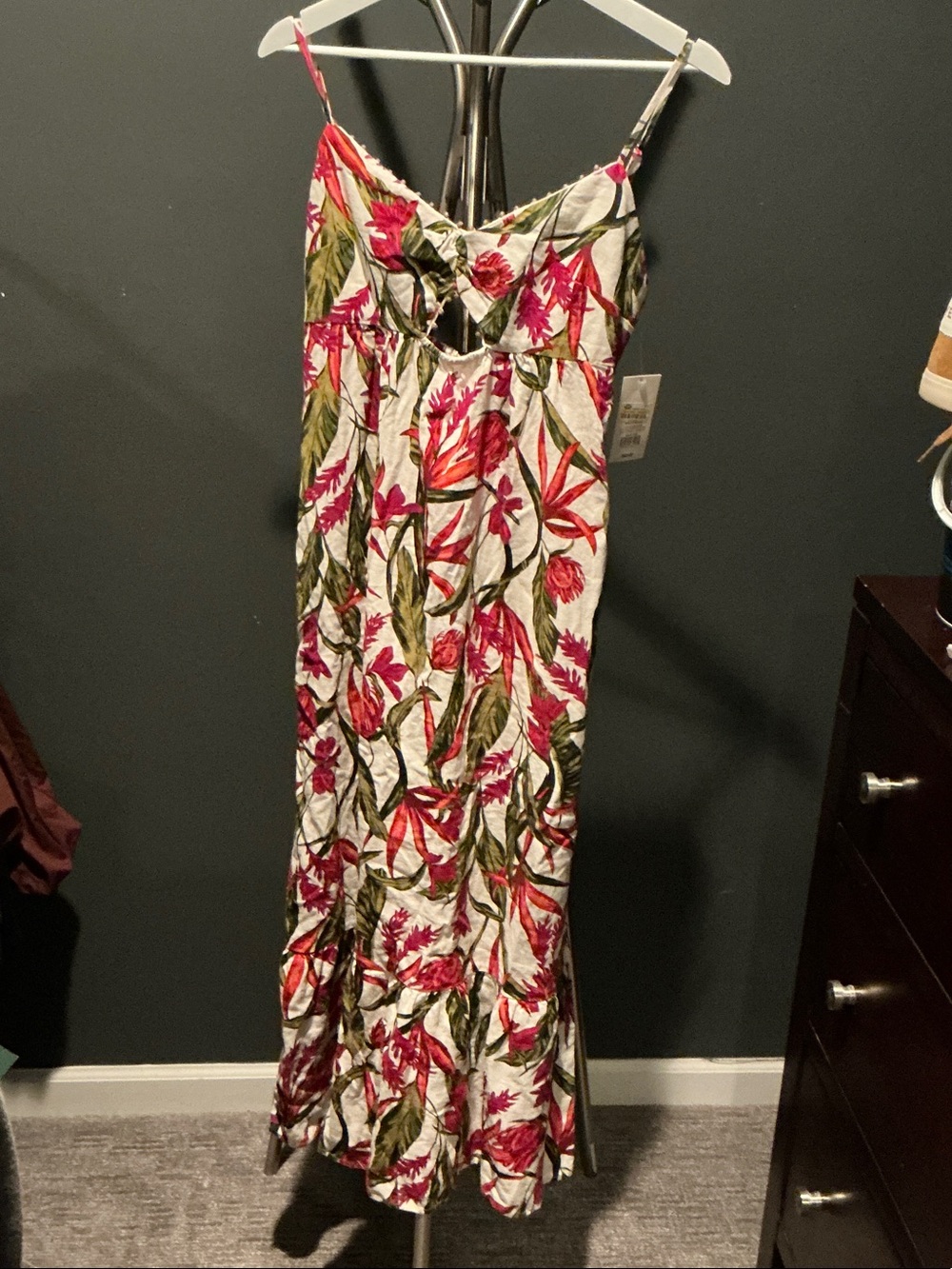 Floral Tie-Front Maxi Dress - White/Pink